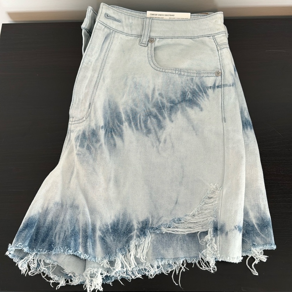 Women's Blue Tie-Dye Denim Shorts